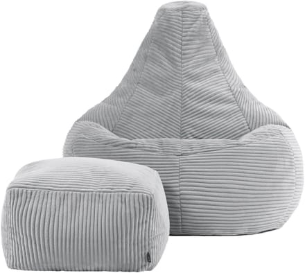 icon - Dalton Zitzak Fauteuil met Poef - Gaming - Ribfluweel - Grijs