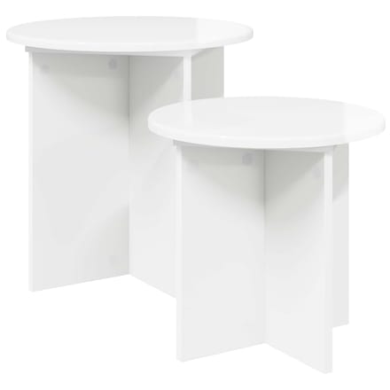 vidaXL - Bijzettafelset - 2 - st - Hoogglans - Wit - Ø - 45 - x - 45 - cm