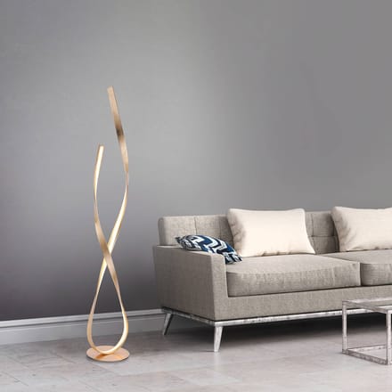 Paul Neuhaus LED vloerlamp Linda, goud, metaal, dimbaar