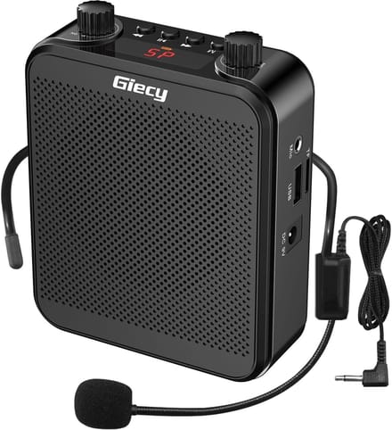 Spraakversterker - Stemversterker met Microfoon Headset - 30W - Draagbaar & Oplaadbaar - Mini Speaker - Voor Leraren, Trainers & Gidsen - Zwart