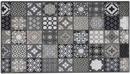 MD Entree - Design mat - Universal - Portugese Tiles Grey - Vloerkleed - Antislip - Machine wasbaar - 67 x 120 cm