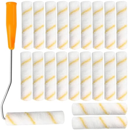 CLVP® Verfroller Set - Muurverf Roller - Muurroller - Wit en Geel