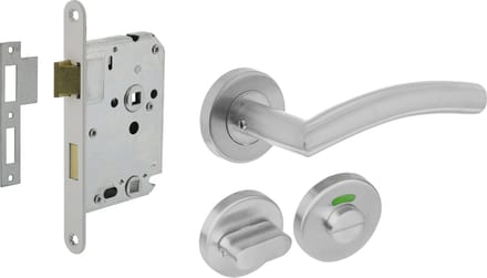 Intersteel Deurbeslag set toiletslot 63/8mm wit met deurkruk Lisa/90° basic en WC-sluiting rvs