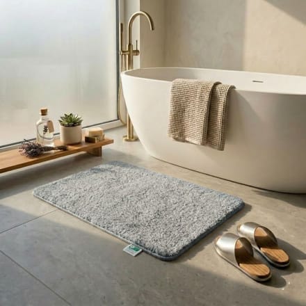 FLOORDIREKT Badmat - Sky Soft - Douchemat - Anti-Slip - Zilver Grijs - 80 x 150 cm