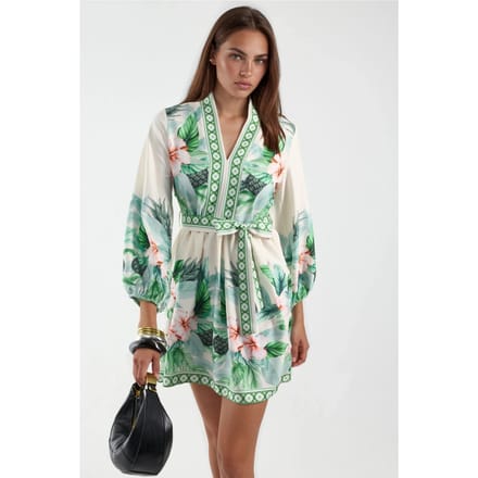 Bloemen A-Lijn Mini Jurk
