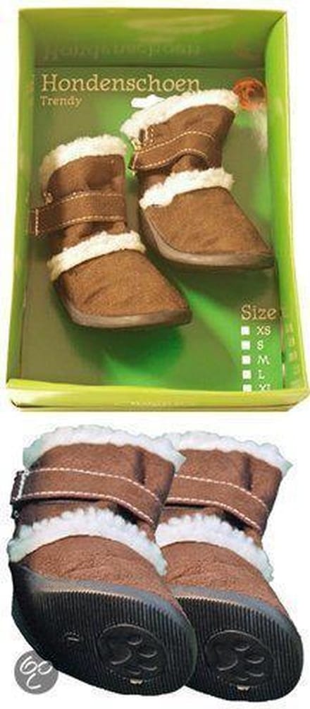 Hondenschoenen Trendy Bruin Met Bont - S