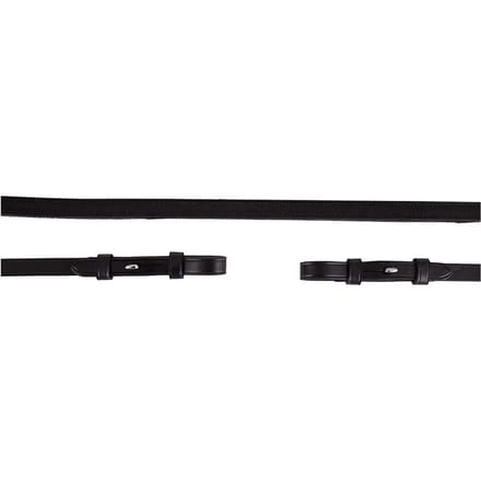 BR Lederen Antislip Stangteugels, Ronde Gesp, Blinde Sluiting, 13 mm Zwart/Zilver - Full