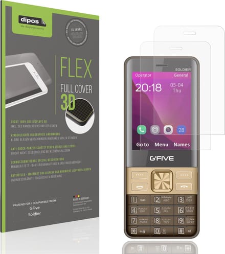 dipos FLEX – 2x Matte Screenprotector geschikt voor GFive Soldier | Volledige Schermbescherming | Case-Friendly