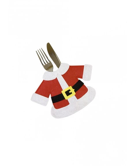 HOBI - 2 bestekhouders Kerstman-jas rood 14 x 19 cm voor de tafel