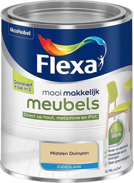 Flexa - Mooi Makkelijk Meubels Zijdeglans - Midden Duinpan - Mengverf - 750 Ml