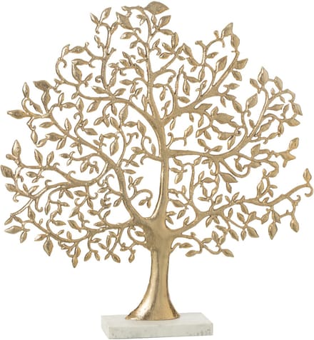 J-Line decoratie Boom Blad - aluminium - goud - large