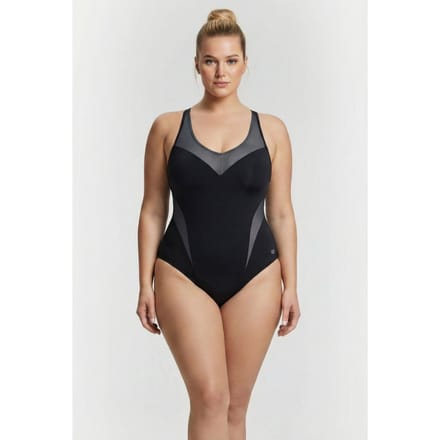 Arena W Isabel Light Cross Back One Piece Plus Black-white Größe: 3X | Badeanzüge Outlet | Damen | Schwarz