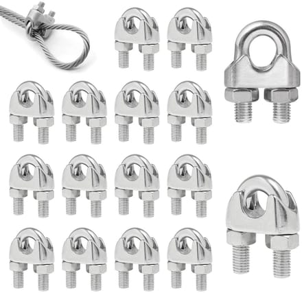 Set van 16 RVS Kabelklemmen M6 voor 6mm Staalkabels