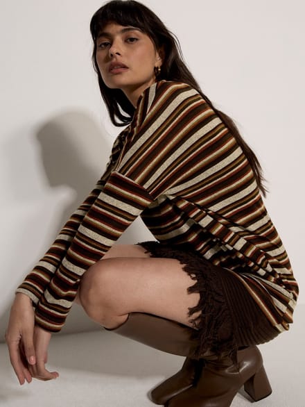 Jersey top met batwing-mouwen en gestreepte print