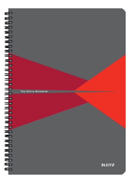 Leitz Office Notitieboek A4 Gelijnd - met PP Omslag - 80 Grams Papier - Rood