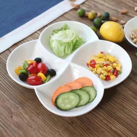 Verdeeld Bord Multifunctioneel Keramisch Eetbord Fruit Snacks Gedipt in Saus Restaurant Keramisch Gerecht 8 inches beige