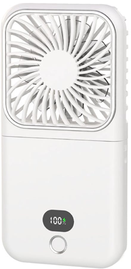 Draagbare Handventilator - Bureauventilator - Tafelventilator - Handventilator - Opvouwbaar - Telefoonstandaard - 2500 mAh - 5 Standen - Digitaal Display - Wit
