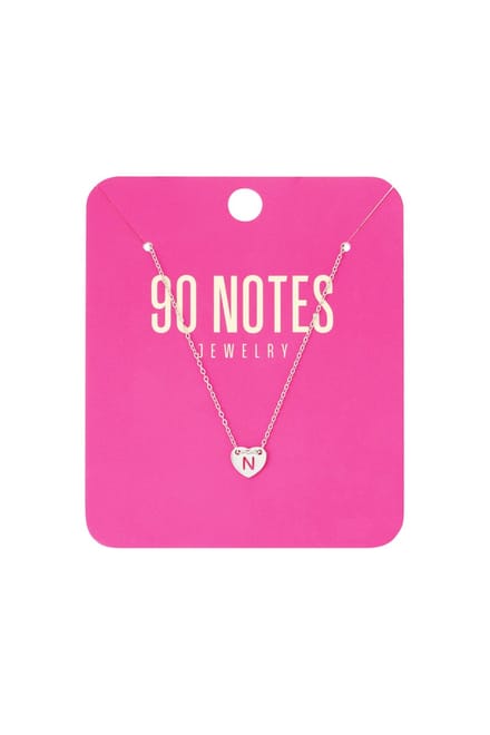 90 NOTES - Initial Heart Ketting - Letter N - zilverkleurig