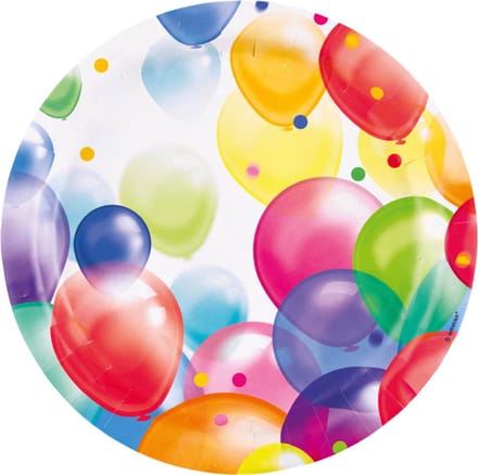 Amscan kartonnen feestbord 23cm ballonnen, 8 stuks