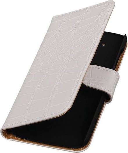 Wit Krokodil booktype cover hoesje voor HTC One X9