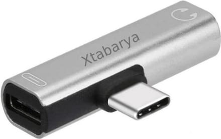 Xtabarya 2 In 1 Usb Type C Converter Naar 3.5mm Aux Jack Adapter Usb C Opladen Uitbreiding Oortelefoon Adapter- Zilver