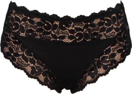 J&C dames tailleslip met kant - microfiber - Kanten vrouwen onderbroek - Elastisch - Zwart / M