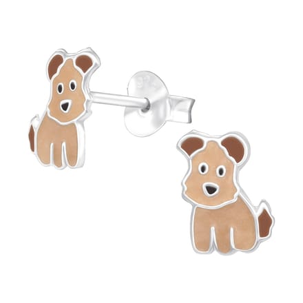 Princess Oorbellen Hondje - 925 Zilver E-Coating - Dier - 6x8mm