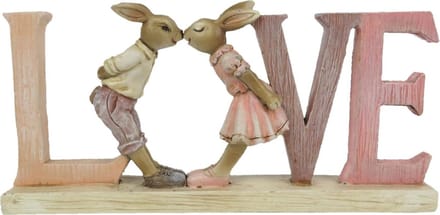 Clayre & Eef Beeld Konijn 19x3x9 cm Roze Kunststof