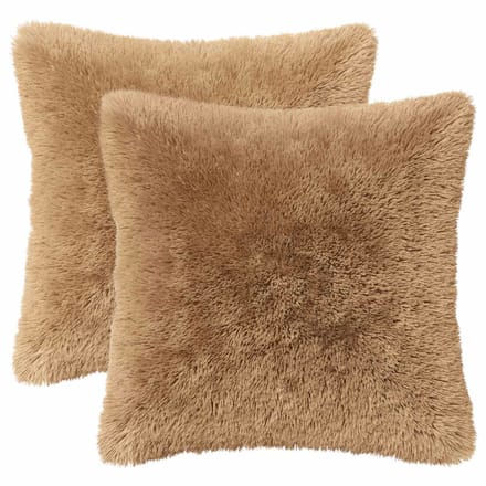 vidaXL - Kussensloop - 2 - pcs - HEERLEN - Taupe - 30 - x - 30 - cm - PV - Fleece