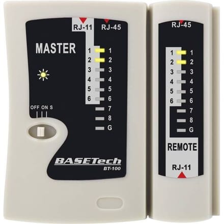 Basetech BT-100 BT-100 Kabeltester Geschikt voor: RJ-45, RJ-11