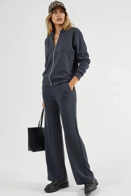 Modal Touch Rits Sweatshirt & Geribbelde Broek Set