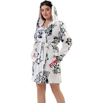 Dames Badjas Fleece Vienetta Strikkende Hondjes L white