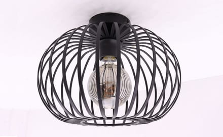 Plafondlamp - zwart metaal - 30cm