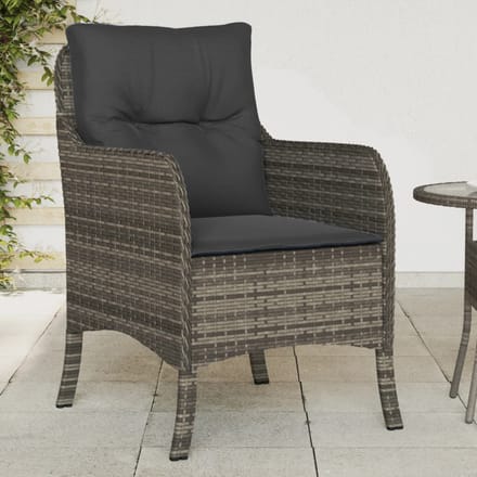 vidaXL - Tuinstoelen - 2 - st - met - kussens - poly - rattan - grijs
