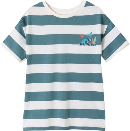 Vertbaudet T-shirt jongen met brede strepen en borstmotief