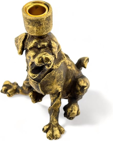 PTMD Wunter Hond Kandelaar - 16 x 15,5 x 20 cm - Poly - Goud