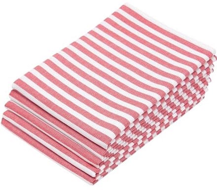 Set van 5 Gestreepte Theedoeken 50x70 cm in Rood-Wit