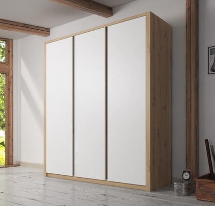 Meubella - Kledingkast Melody - Wit - Eiken - 166 cm