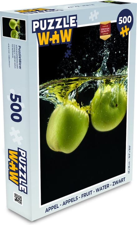 Puzzel Appels - Fruit - Water - Zwart - Groen - Legpuzzel - Puzzel 500 stukjes