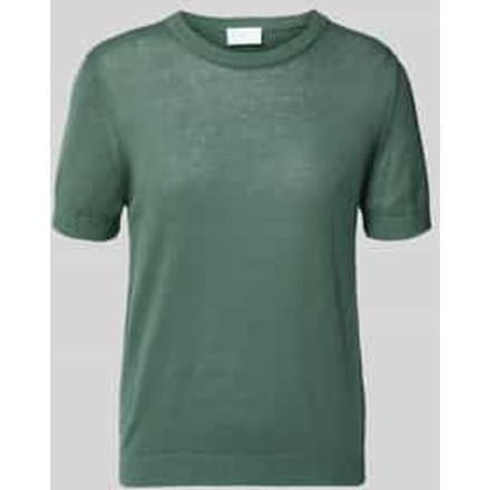 Gebreid shirt van linnenmix met ronde halsuitsnijding