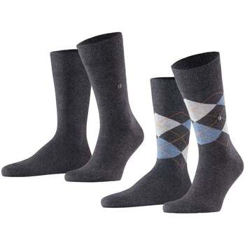 Burlington Everyday 2-Pack gedessineerd katoen multipack sokken heren grijs - maat 40-46