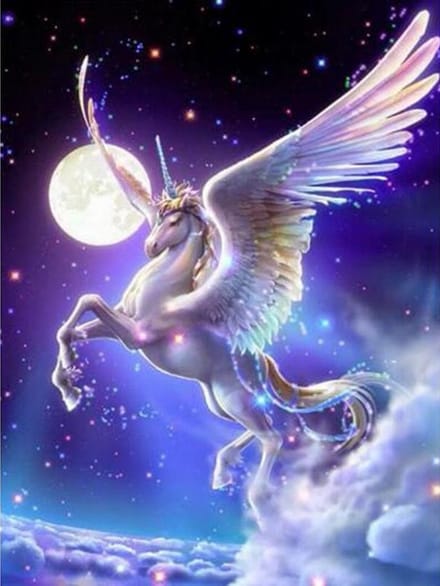 Diamond painting 40x50cm - unicorn - ronde steentjes