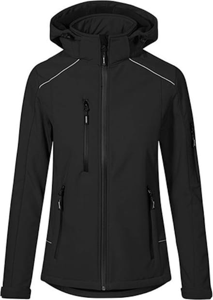 Women's Softshell Outdoorjas met afneembare capuchon Black - 3XL