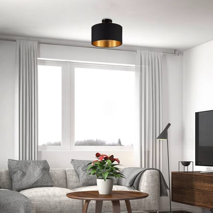 B.K.LICHT - Plafondlamp - zwart-gouden - rond - decoratieve lamp kinderkamer - woonkamer lamp met E27 fitting - Ø30cm