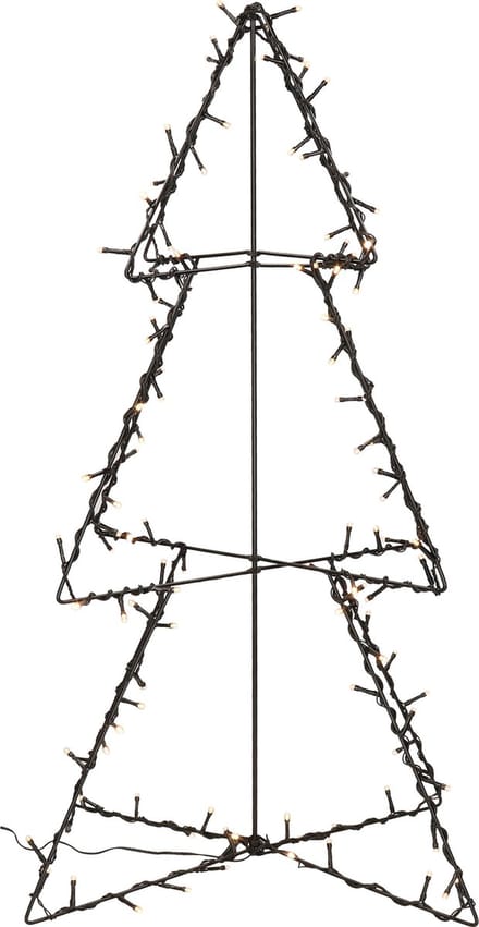 Anna's Collection Verlichte 3D kerstboom - 77 cm - zwart - metaal - 120 led lampjes - warm wit