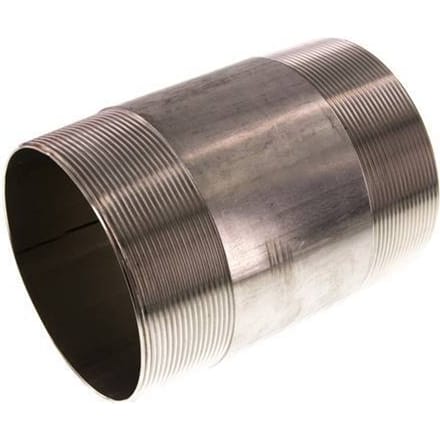 R 4'' RVS Dubbele Pijpnippel 20 Bar DIN 2982 - 150mm - FL2S-M-ST-400R-150L