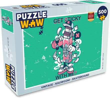 Puzzel Vintage - Kauwgom - Skateboard - Legpuzzel - Puzzel 500 stukjes