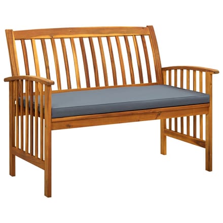 vidaXL - Tuinbank - met - kussen - 119 - cm - massief - acaciahout