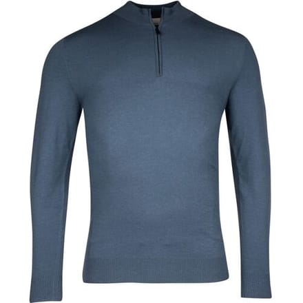 Thomas Maine Trui Uni Color Half Zip Single Knit Storm Sky / male