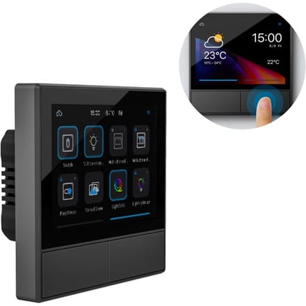 Interrupteur intelligent WiFi avec écran tactile Interrupteurs à deux canaux Thermostat Affichage Interrupteur de scène murale EU